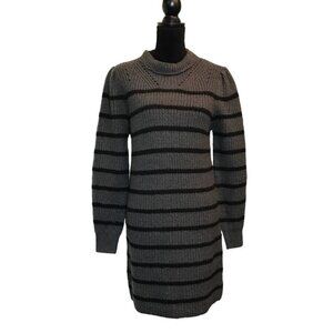 La Classe Couture Knit Striped Sweater Dress in Gray/Black - Size S